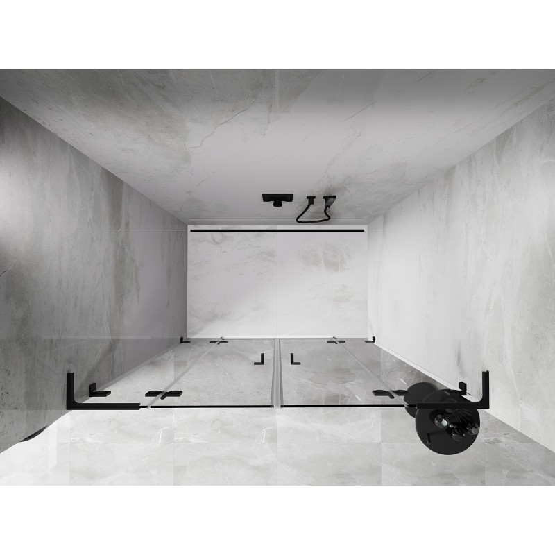 Mexen Lunar L Duo drzwi prysznicowe uchylne 160 cm, transparent, czarne - 834DL-160-000-70-00