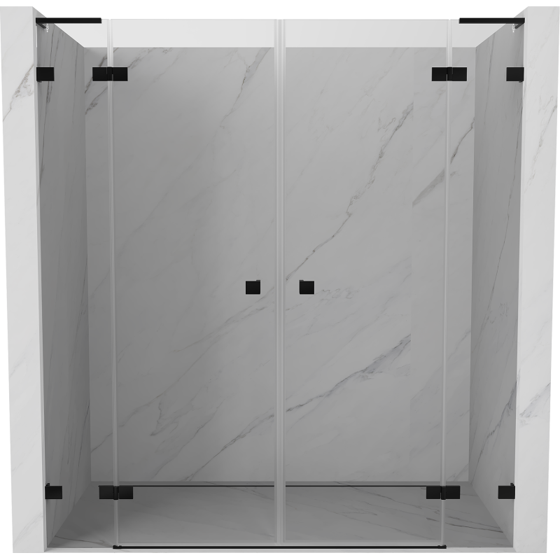 Mexen Lunar L Duo porta doccia a battente 200 cm, trasparente, nera - 834DL-200-000-70-00