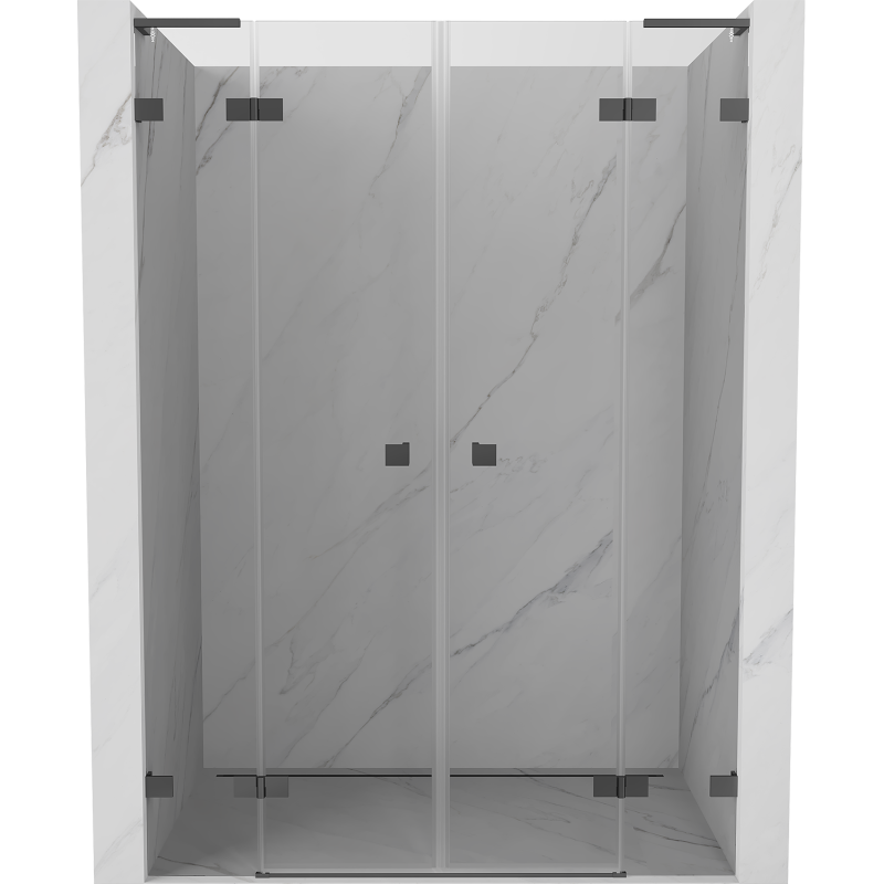 Mexen Lunar L Duo puertas de ducha abatibles 150 cm, transparente, metal gun - 834DL-150-000-95-00