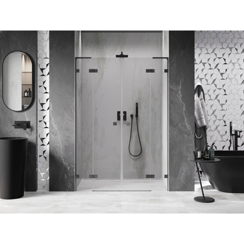 Mexen Lunar L Duo Pendeltür für Dusche 160 cm, transparent, Gun Metal - 834DL-160-000-95-00