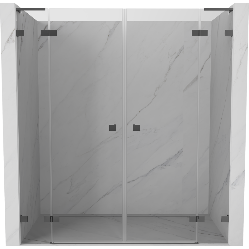 Mexen Lunar L Duo 190 cm Hinged Shower Door, Transparent, Gun Metal - 834DL-190-000-95-00