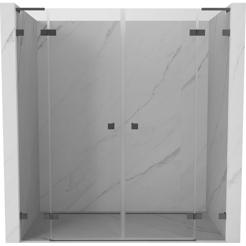 Mexen Lunar L Duo drzwi prysznicowe uchylne 190 cm, transparent, gun metal - 834DL-190-000-95-00