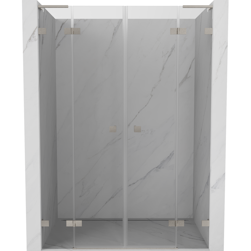 Mexen Lunar L Duo drzwi prysznicowe uchylne 140 cm, transparent, nikiel szczotkowany - 834DL-140-000-97-00
