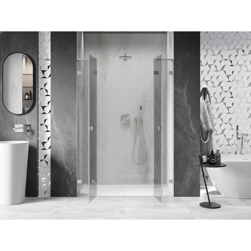 Mexen Lunar L Duo portes de douche pivotantes 160 cm, transparentes, nickel brossé - 834DL-160-000-97-00