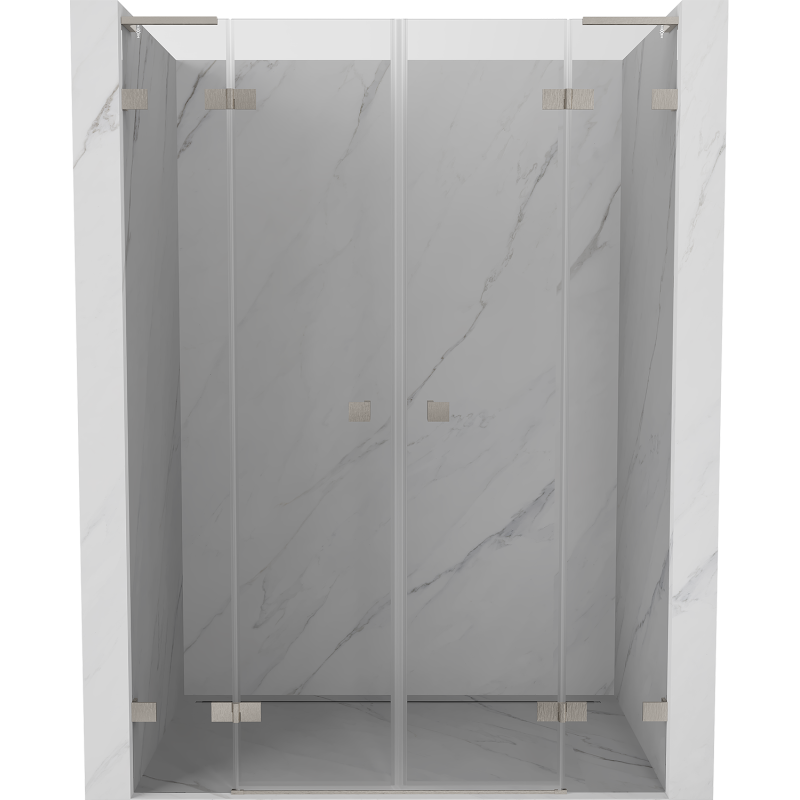 Mexen Lunar L Duo puertas de ducha abatibles 160 cm, transparente, níquel cepillado - 834DL-160-000-97-00