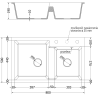 Mexen Tomas granieten spoelbak 2-kamer 800 x 500 mm, wit, chrom afvoer - 6516802000-20