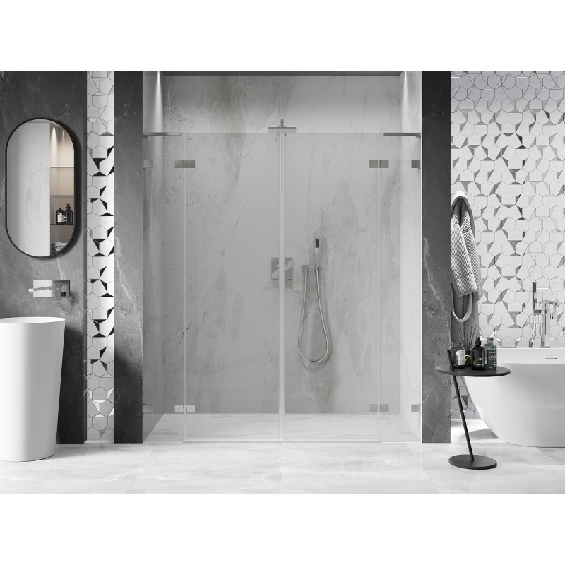 Mexen Lunar L Duo hinged duššiuksed 200 cm, läbipaistev, harjatud nikkel - 834DL-200-000-97-00