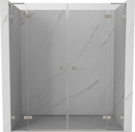Mexen Lunar L Duo tuš vrata na šarkama 200 cm, prozirna, brušeni nikal - 834DL-200-000-97-00