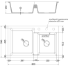 Mexen Tomas Granitspüle 2-Becken 800 x 500 mm, beige, Chrom-Siphon - 6516802000-69