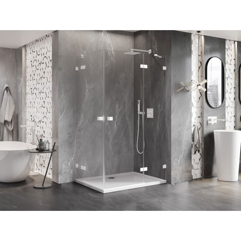 Mexen Lunar Duo cabine de douche pivotante droite 75 x 70 cm, transparent, blanc - 834-075P-070L-20-00