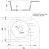 Mexen Kevin zlewozmywak granitowy 1-komorowy z ociekaczem 586 x 458 mm, czarny nakrapiany, syfon chrom - 6517581005-76