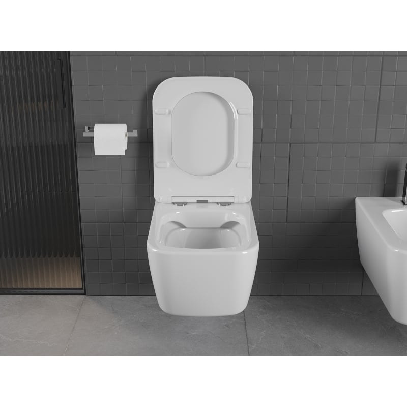Mexen Stella servamata wc Rimless, aeglaselt sulguva õhukese duroplast kattega, läikiv valge - 30680900