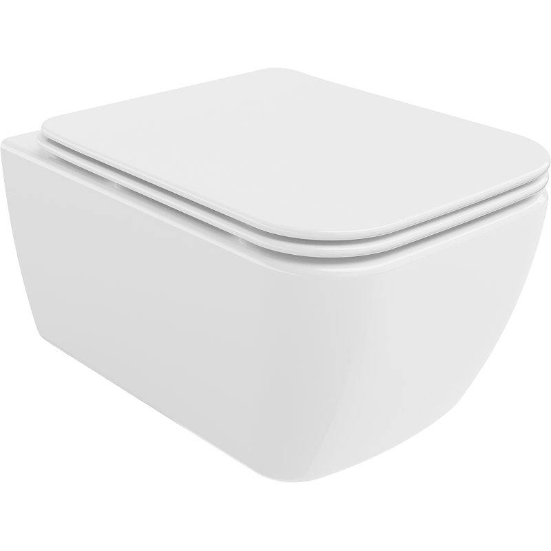 Mexen Stella inodoro rimless con asiento slim de cierre suave, duroplast, blanco brillo - 30680900