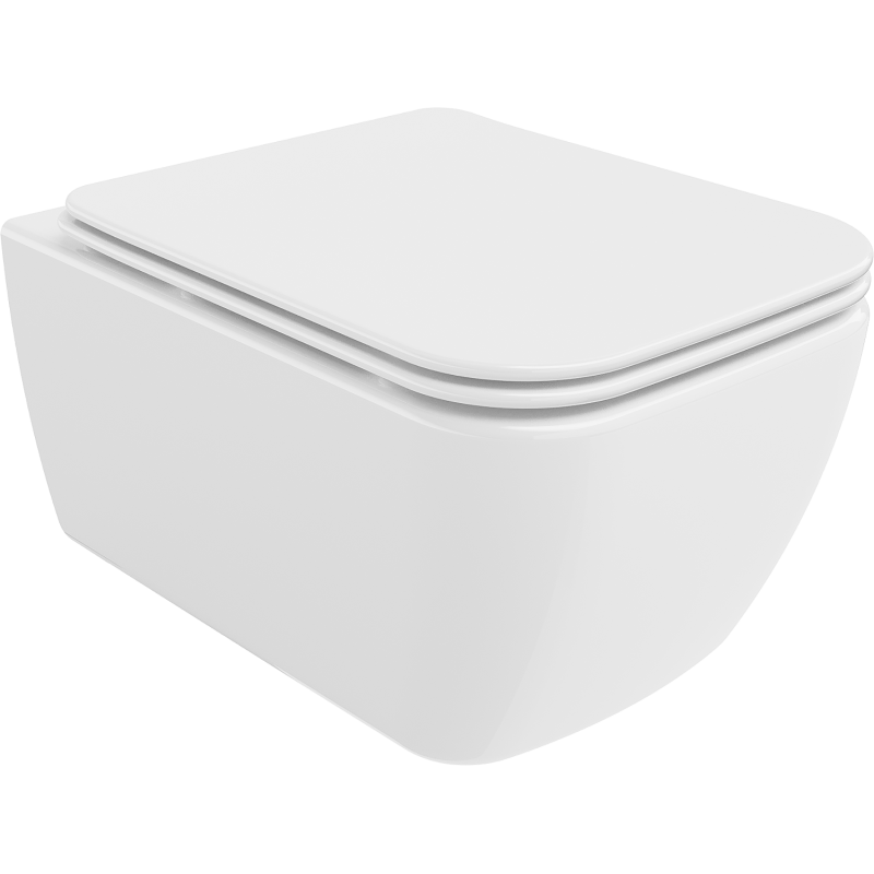 Mexen Stella WC školjka Rimless s tiho zapirajočim pokrovom slim, duroplast, bela sijaj - 30680900