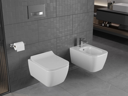 Mexen Stella rimless WC bowl with a soft-close slim seat, duroplast, glossy white - 30680800
