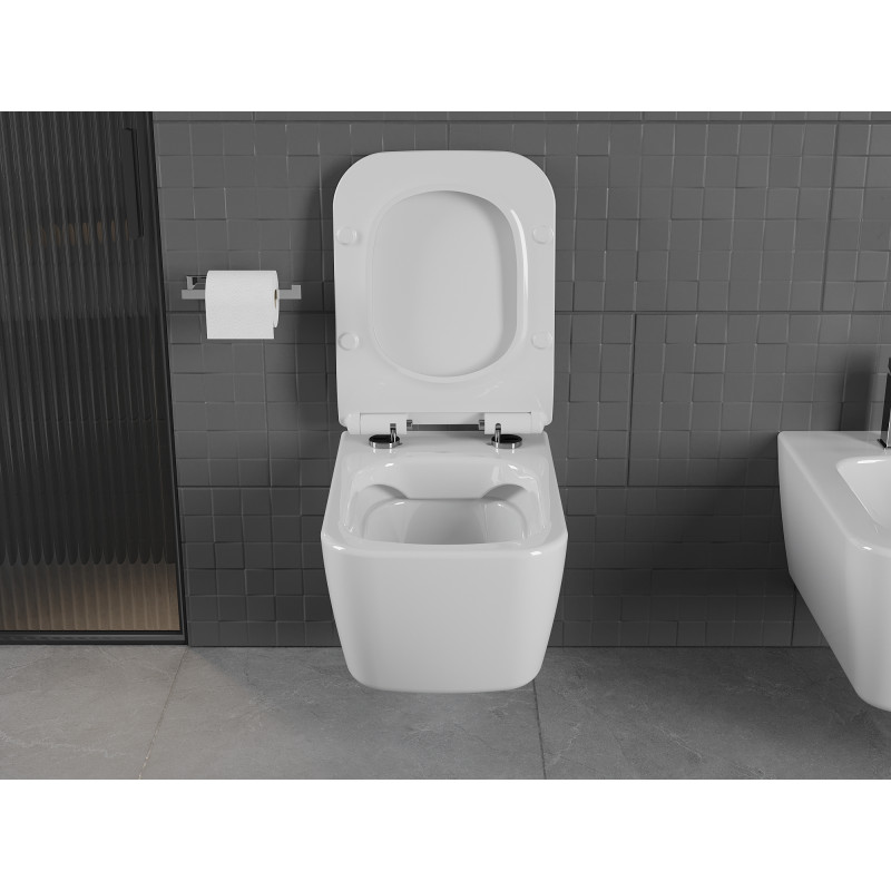 Mexen Stella cuvette WC Rimless avec abattant slim à descente amortie, duroplast, blanc brillant - 30680800