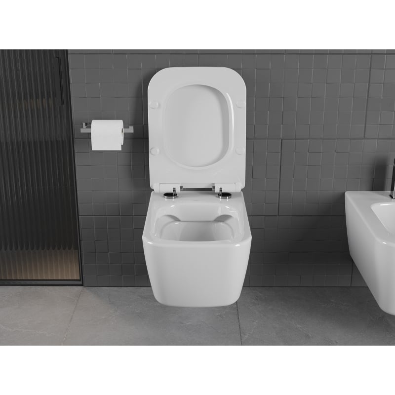 Mexen Stella rimless WC bowl with a soft-close slim seat, duroplast, glossy white - 30680800