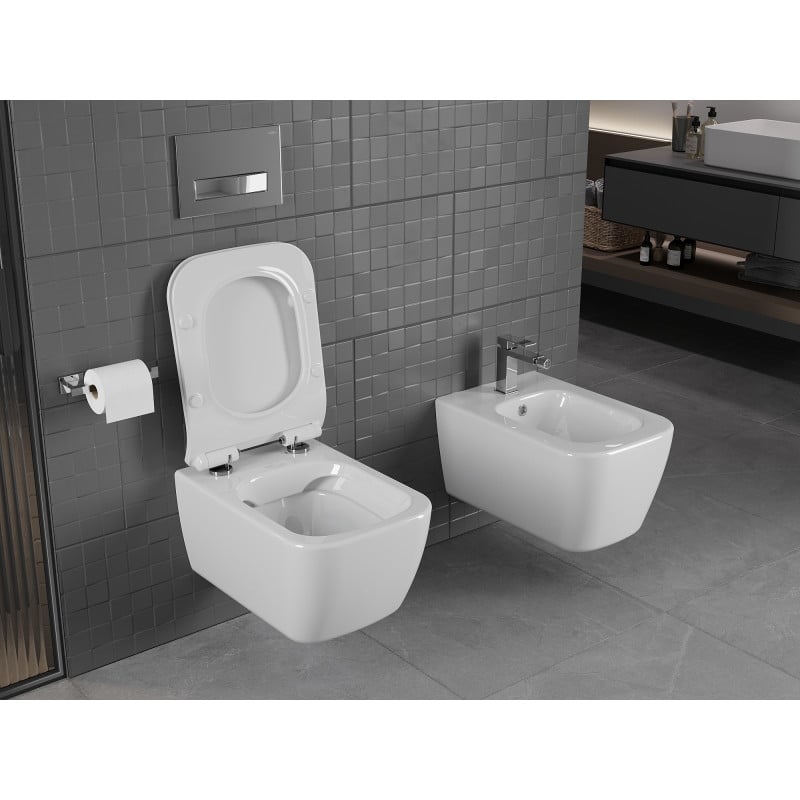 Mexen Stella WC-kulho Rimless hitaasti sulkeutuvalla slim istuimella, duroplast, kiiltävä valkoinen - 30680800