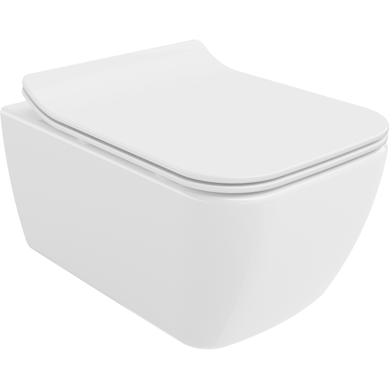 Mexen Stella Rimless WC bļoda ar lēni krītošu tvertni slim, duroplast, balts spīdums - 30680800