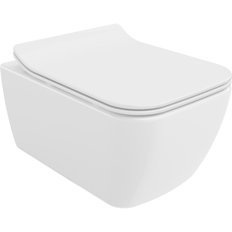 Mexen Stella WC školjka Rimless s tihim spuštajućim poklopcem slim, duroplast, bijeli sjaj - 30680800