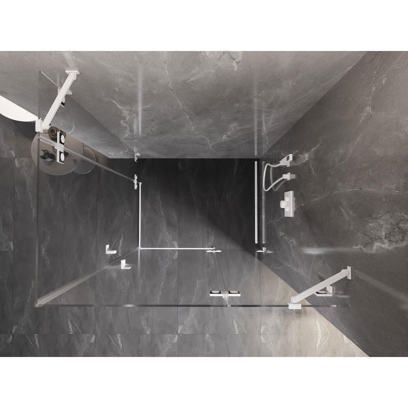 Mexen Lunar Duo dvokrilna prha desna 105 x 90 cm, prozorna, bela - 834-105P-090L-20-00