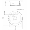 Mexen Diego zlewozmywak granitowy 1-komorowy 488 x 480 mm, beżowy, syfon złoty - 6512481000-69-G