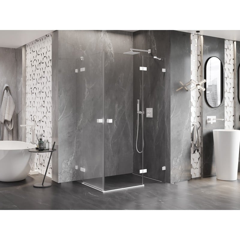 Mexen Lunar Duo Right-Hinged Shower Cabin 120 x 105 cm, Transparent, White - 834-120P-105L-20-00
