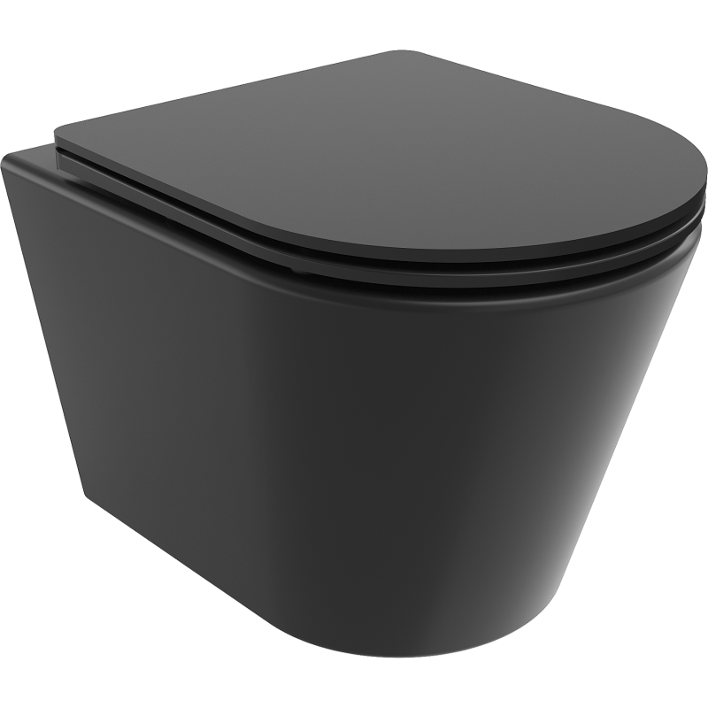 Mexen Rico WC-Becken Rimless mit absenkbarem Slim-Sitz, Duroplast, Schwarz Matt - 30721085