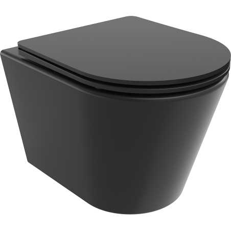 Mexen Rico WC-Becken Rimless mit absenkbarem Slim-Sitz, Duroplast, Schwarz Matt - 30721085