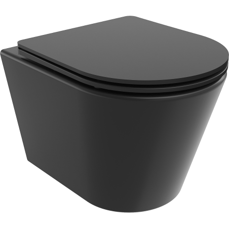 Mexen Rico wc-pot Rimless met langzaam sluitende dunne zitting, duroplast, mat zwart - 30721085