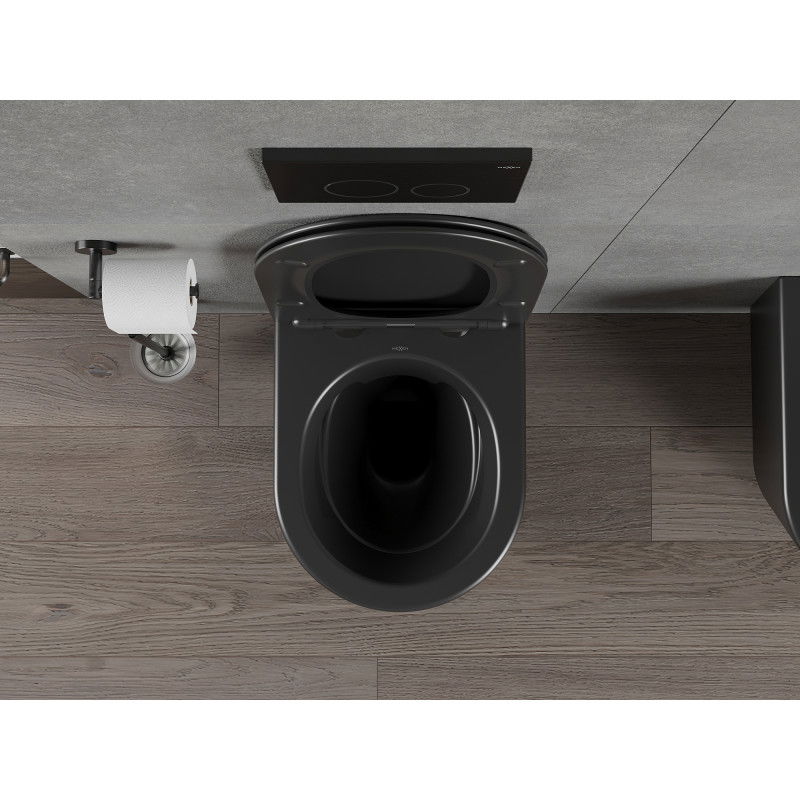 Mexen Rico cuvette wc Rimless avec abattant à descente ralentie slim, duroplast, noir mat - 30721085
