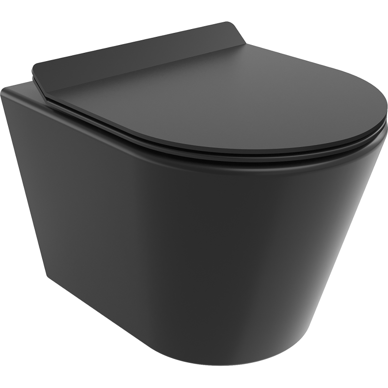 Mexen Rico taza WC Rimless con asiento de cierre suave slim, duroplast, negro mate - 30720185