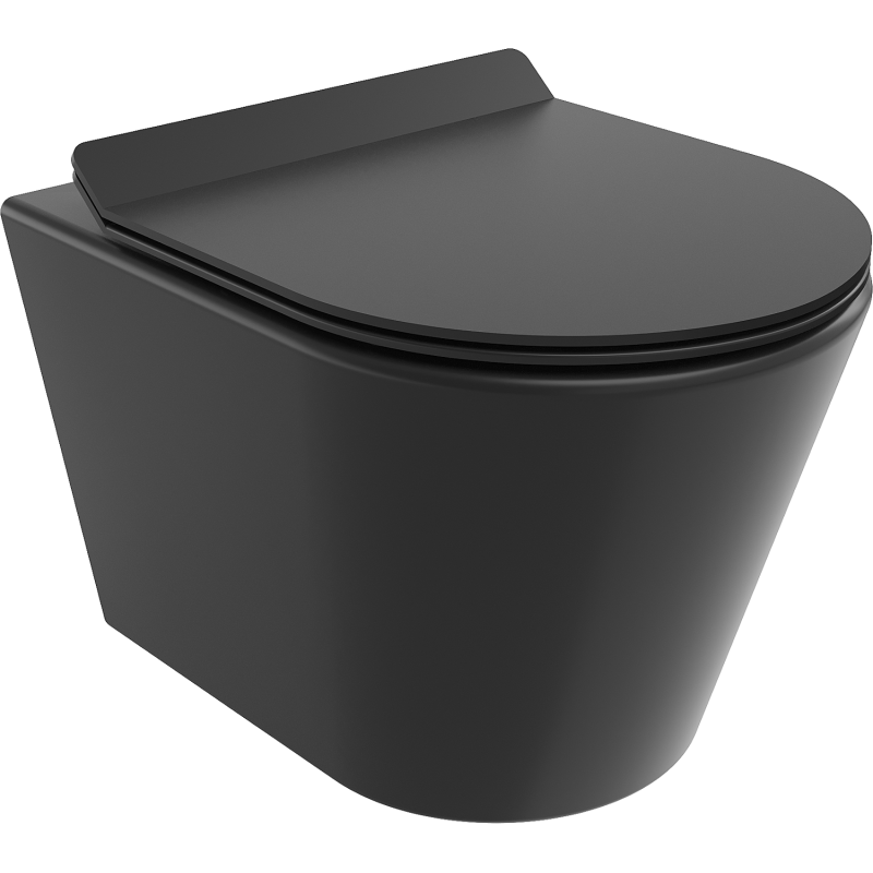 Mexen Rico wc-skål Rimless med soft-close tunn sits, duroplast, svart matt - 30720185
