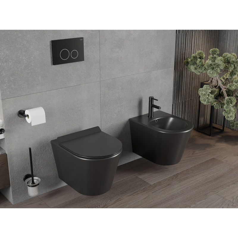 Mexen Rico cuvette WC Rimless avec abattant à descente ralentie slim, duroplast, noir mat - 30720185