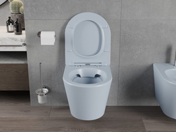 Mexen Rico cuvette WC sans bride avec abattant à descente lente slim, duroplast, gris-bleu mat - 30724069