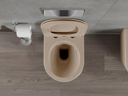 Mexen Rico Rimless Toilet Bowl with Soft-Close Slim Seat, Duroplast, Matte Cappuccino - 30724064