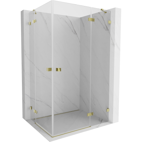 Mexen Lunar Duo cabina doccia a battente destra 100 x 75 cm, trasparente, oro - 834-100P-075L-50-00