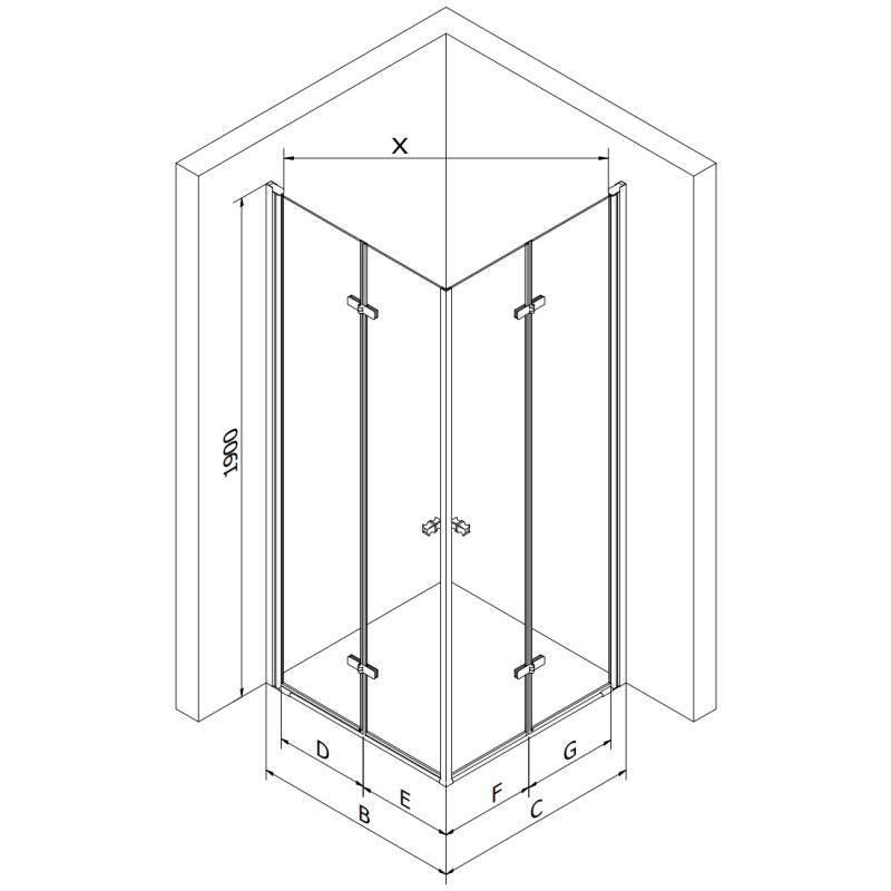 Mexen Lima Duo faltbare Duschkabine 80 x 80 cm, transparent, schwarz + Duschwanne Flat - 856-080-080-70-02-4010B