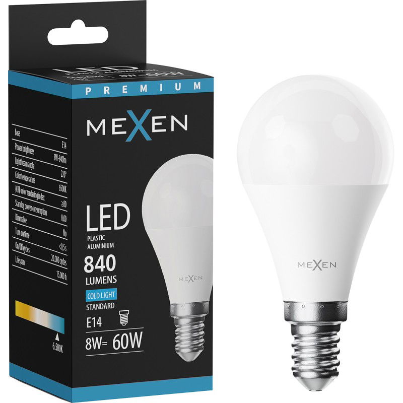 Mexen Nova LED-Lampe E14, G45, 8W, Kaltweiß - 6500K, 840 lm - L101-E14-0865-01