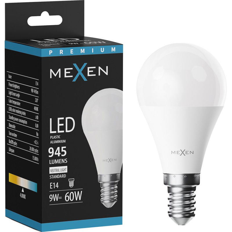 Mexen Nova LED-Lampe E14, G45, 9W, Neutral - 4000K, 945 lm - L101-E14-0940-01