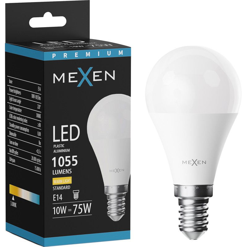 Mexen Nova LED-lampa E14, G45, 10W, Varm - 3000K, 1055 lm - L101-E14-1030-01