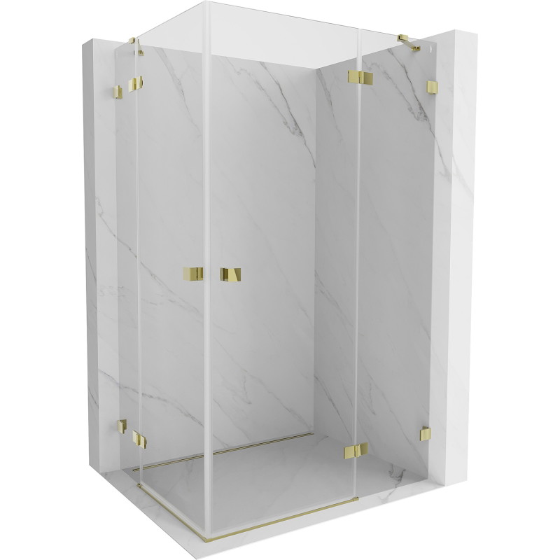 Mexen Lunar Duo dušikabiin, parempoolne 115 x 110 cm, läbipaistev, kuldne - 834-115P-110L-50-00