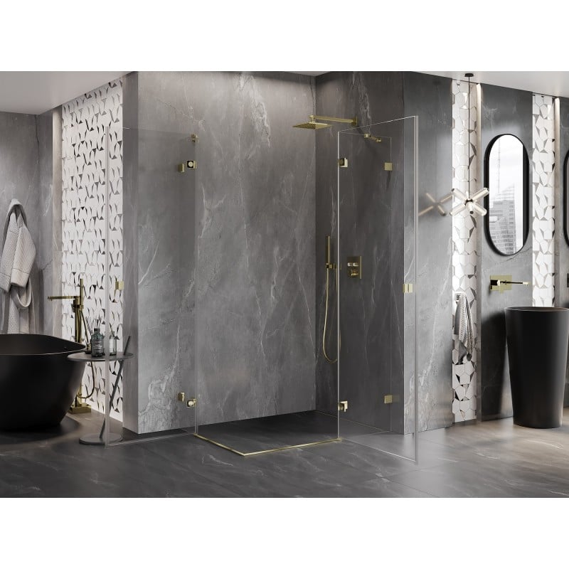 Mexen Lunar Duo cabine de douche pivotante droite 120 x 110 cm, transparent, or - 834-120P-110L-50-00