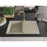 Mexen Bruno lavello in granito a 1 vasca con gocciolatoio 795 x 495 mm, beige, sifone dorato - 6513791010-69-G