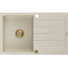 Mexen Bruno Évier en granit à 1 bac avec égouttoir 795 x 495 mm, beige, siphon doré - 6513791010-69-G