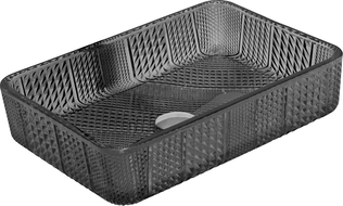Mexen Akra lavandino in vetro da appoggio 46 x 33 cm, nero - 24024670