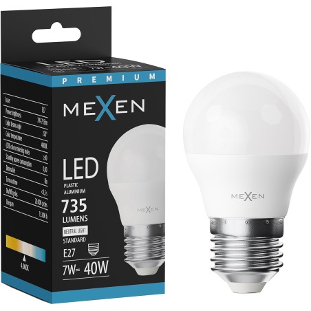 Mexen Nova Bombilla LED E27, G45, 7W, Neutra - 4000K, 735 lm - L101-E27-0740-01