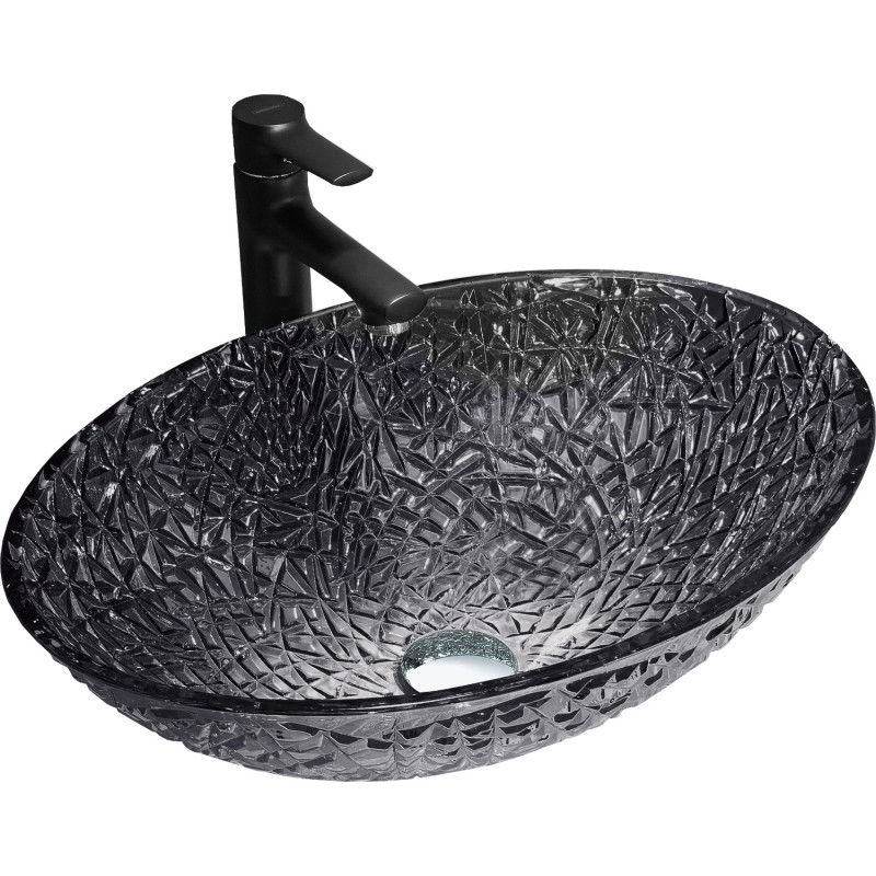 Mexen Goa lavandino da appoggio in vetro 50 x 36 cm, nero - 24085070