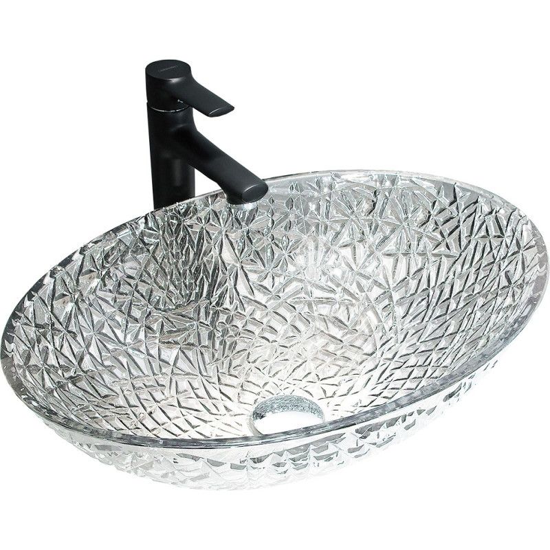 Mexen Goa lavabo de vidrio sobre encimera 50 x 36 cm, transparente - 24085000
