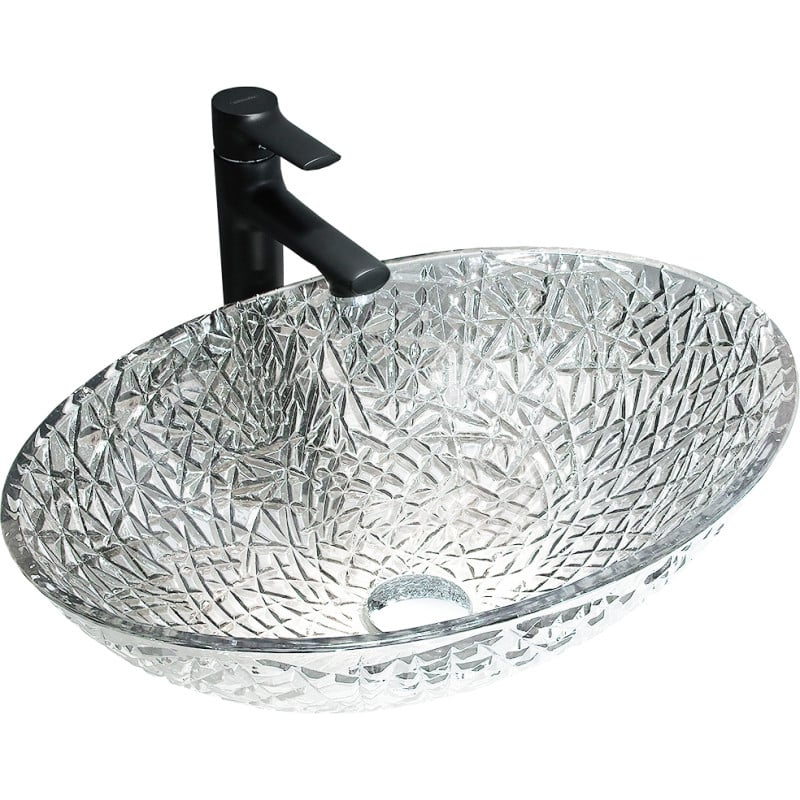 Mexen Goa lavabo en verre à poser 50 x 36 cm, transparent - 24085000